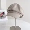 Sombrero octogonal de lino sintético retro moda mujer otoño estilo nuevo versión coreana temperamento gorra plana versátil muestra cara pequeña gorra de repartidor