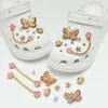 Compatible con Crocs Cadena Dorada con Purpurina Lujo Ligero Pedrería Accesorios DIY Flores para Zapatos Decoración de Girasol Hebillas para Zapatos Mayoreo