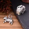 S999 Plata Pura Elefante Auspicioso Cebra Animal Estéreo Colgante Estilo Chino Retro Accesorios de Joyería con Cuerda Hechos a Mano DIY
