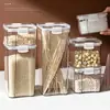 Lata Selada de Grau Alimentício Lata de Armazenamento de Plástico Caixa Selada para Temperos Doméstica Lata de Armazenamento Transparente para Cozinha Caixa de Armazenamento para Especiarias