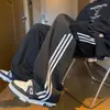 Pantalones Deportivos Casuales Negros Americanos para Hombre, Adolescentes Otoño e Invierno, Pantalones Rectos Rayados Atractivos, Pantalones Anchos Holgados