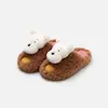 Pantuflas de algodón con dibujos de cachorros para mujer, pantuflas cálidas de felpa para uso en casa en invierno, pantuflas de felpa con suela gruesa antideslizantes para otoño e invierno