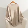 Suéter de cachemira para mujer con manga murciélago irregular y un hombro, jersey de longitud media, estilo holgado y relajado, adecuado para el trabajo