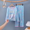 Pijamas para niñas, primavera y otoño, manga larga, para niño, finos, medianos y grandes, para niña, princesa, ropa de casa, traje de verano para niño