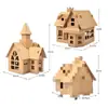 Casa de Cartón Hecha a Mano para Niños DIY Creación Ecológica de Cartón Cabaña Modelo de Ensamblaje de Caja de Papel Paquete de Materiales de Casa de Papel para Jardín de Infancia