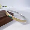 Pulsera de plata 9999 con detalles dorados, esmalte de miles de millas de ríos y montañas, nubes auspiciosas, montañas verdes, aguas verdes, figura de montañas y ríos, pulsera de plata de ley