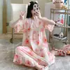 Pijama feminino verão manga curta plus size para menina gordinha camisola doce estilo princesa renda fofa roupa de casa