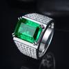 Anillo Abierto Zhenrong Europeo y Americano de 8 Quilates Esmeralda Sintética Agresivo para Hombre Anillo Tesoro Color Circonita Imitación 18k