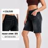 Shorts Jeans Wide-Leg de Cintura Alta com Bigodes Transfronteiriços Novos para Mulheres, Emagrecedor, Solto, Alta Elasticidade, Shorts Fitness com Bolsos