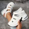 Verano Nuevas Sandalias de Cuña Baotou Huecas Transpirables para Mujer Comercio Exterior Talla Grande Plataforma Suela Gruesa Velcro Zapatos de Mujer
