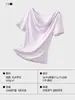 Camiseta de Manga Corta de Lino Lyocell con Estampado de Gotas de Lluvia para Mujer, Top Casual Versátil de Verano Holgado, Transpirable, Adelgazante, Capa Base Simple