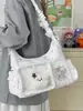 Bolsa Ita Estilo Japonés con Patrón de Estrellas para Mujer, Bolso de Hombro Transparente Patchwork de Gran Capacidad, Estilo Dulce para Niñas, Bolso Cruzado para Estudiantes de Secundaria