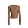 Ropa Deportiva de Fitness de Canalé Nueva para Otoño e Invierno para Mujer, Ajustada, para Correr, con Media Cremallera, Manga Larga, Camiseta de Secado Rápido, Ropa de Yoga