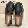 Zapatos de Mujer de Tirar Zapatos Pequeños de Piel 2025 Nuevos Mocasines Casuales Versátiles Planos Suela Suave Zapatos de Madre Zapatos para Mediana Edad y Mayores
