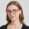 Armação de Óculos Nova Moda 2024 Cat-Eye Liso Espelho Plano Anti-Luz Azul Armação de Óculos Pequena Europeia e Americana Espelho Cruzado Personalizado