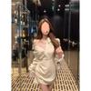 Vestido camisero de manga larga con hombros descubiertos y encaje para mujer, falda ajustada de cintura alta, estilo Pure Desire, para otoño