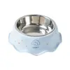 Tigela Única para Pet Padrão Ondulado Estilo Casa Proteção do Pescoço Antiderrapante Tigela Única para Gato Alimentação de Cachorro Alimentação de Água Tigela de Comida de Aço Inoxidável