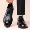 Zapatos de Hombre para Bodas, Padrinos, Zapatos de Traje, Piel de Vacuno de Primera Capa para Hombre, Patrón de Cocodrilo, Transpirables, Formales, de Negocios, Puntiagudos, de Piel para Hombre