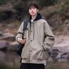 IZEXX Marca de Moda Chaqueta con Capucha de Doble Capa Falsa Abrigo Chaqueta de Cuello Aviador de Alta Calle Chaqueta Casual para Niños