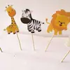 Série de animais da floresta bolo bandeira cartão cena layout decoração