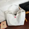 Bolso tote de lona con letras, versátil, estilo coreano, casual, de gran capacidad, para jóvenes, para ir al trabajo y a la escuela