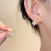 Pendientes de cruz con flor de circón, de Fashion Net, rojos, pequeños, súper hada, dulce temperamento suave, pendientes de flor de cinco pétalos para mujer