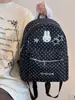 Mochila clásica estilo universitario de lunares con conejito, color salmón fresco y discreto, para niñas, adecuada para estudiantes de secundaria y preparatoria, versátil para ir al campus.