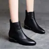 Botines Cortos de Tacón Grueso con Punta Aguda para Mujer 2026 Otoño/Invierno Nuevo Estilo Retro Cremallera Lateral Con Felpa Cálidos Versátiles Botas Martin