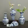 Vaso Boca Pequena Cerâmica Azul e Branco Porcelana Garrafa Mini Hidropônico Retrô Inserção de Flor Pendurar na Parede Inserção Ornamento Cerimônia do Chá Vaso para Flor Pequeno