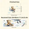 Adesivos de Parede Autoadesivos de Urso Piloto Desenho Animado Fofo Avião Nuvens Decoração para Quarto de Crianças Adesivos BR0745F
