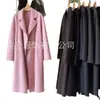 10% cachemira 90% lana, bata larga de lana de doble cara con cinturón, ropa para mujer
