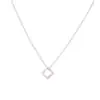 Colar Geométrico, Colar Simples e Elegante com Diamante Único, Colar Quadrado em Design de Prata, Corrente Clavicular de Luxo Leve Nicho Feminino