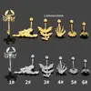 Popular Europeo y Americano Araña de Circonita Anillo para Palma del Ombligo Botón del Ombligo Completo Acero Inoxidable 316L Personalizado Joyería de Piercing para Uña del Ombligo