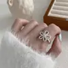 Corea del Sur Dongdaemun Anillo Sencillo de Plata de Ley 925 Anillo Abierto Viento Frío Dedo Índice de Mujer No Puedo Dejarlo Anillo de Cola de Color Joyería