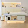 Cama de Shampoo para Terapia Capilar LED de Luxo Leve, Cama Integrada com Circulação de Água e Vaporização para Salão de Beleza, Cama de Fisioterapia Totalmente Reclinável para Lavar o Cabelo