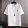 Camiseta Masculina Branca de Verão Fina Fashionável Solta Gola Redonda Estampada Respirável Seda de Gelo Versátil Manga Curta Tamanho Plus