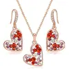 Comércio Exterior Moda Transfronteiriça Conjunto de Brincos e Colar Feminino Colorido Completo em Diamante Coração Colar com Pingente Brincos Joias Femininas