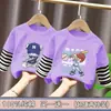 Camiseta de Algodão Puro para Meninos Primavera e Outono Novo Estilo para Crianças Maiores, Manga Longa Listrada Patchwork Versátil, Estiloso Top Dois em Um para Meninos