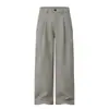 Pantalones de traje de color liso para hombre, pantalones casuales rectos, sueltos y con caída, pantalones largos de pierna ancha con estilo de moda urbana
