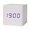 Reloj de madera LED con control de voz inteligente, cuadrado, compacto, digital, temperatura y humedad, reloj despertador electrónico multicolor