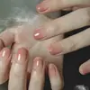 Doudoujia Uñas Postizas Ultra Cortas Estilo Francés Blanco Parches de Uñas Portables Color Nude Uñas Pre-Hechas Uñas Postizas Mayoreo