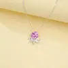 Collar de zafiro rosa Padparadscha, plata 925, gema de color cultivada, lujo ligero, versátil para uso diario, diseño de nicho con un toque de alta gama