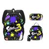 Nueva Mochila Escolar de Splatoon 3 Mochila de Poliéster Mochila para Niños Bolso de Hombro Estuche para Lápices Juego de Tres Piezas