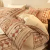 Juego de cuatro piezas vintage de algodón puro Clase A, funda nórdica y sábana de 100% algodón puro cepillado, juego de ropa de cama de tres piezas de lujo ligero para dormitorio