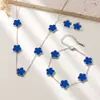 Juego de Joyería de Acero de Titanio de Trébol de Cinco Hojas, Joyería de Acero Inoxidable que no se decolora, Estilo de Lujo Ligero, Directo del Fabricante, Popular en Europa y América