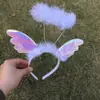 Faixa de Cabeça com Pena de Anjo Varinha de Elfo Acessórios de Fantasia para Performance de Palco Festa Festa Círculo de Anjo Leve