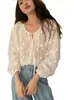 En stock foto real nuevo sentido del diseño camisa de muñeca de manga larga alto sentido bordado tridimensional camisa vintage para mujer 2025
