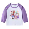 2026 Nova Camiseta Infantil de Primavera e Outono Gola Redonda Desenho Animado Manga Longa Camiseta Básica Conjunto para Meninos e Meninas Camiseta de Algodão