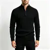 Suéter Masculino Gola Alta Meio Zíper Amazon Outono/Inverno 2026 Transfronteiriço, Cor Sólida, Tamanho Grande, Base de Tricô Jacquard
