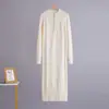 Vestido de punto acanalado midi con cremallera a mitad de camino y cuello semi-alto de temperamento transfronterizo, ajuste ceñido, manga larga, para otoño e invierno, vestido suéter que abraza la cadera